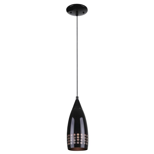 Westinghouse One-Light Adjustable Mini Pendant Blk Blk Glass Shade 6100900 - main